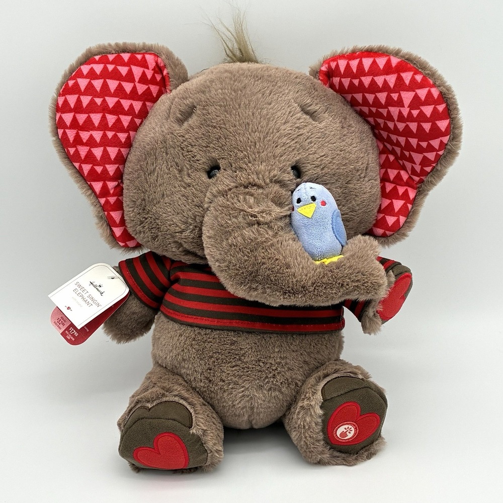 Hallmark Sweet Singing Elephant With Bird Plush You Are My Sunshine Song Musical